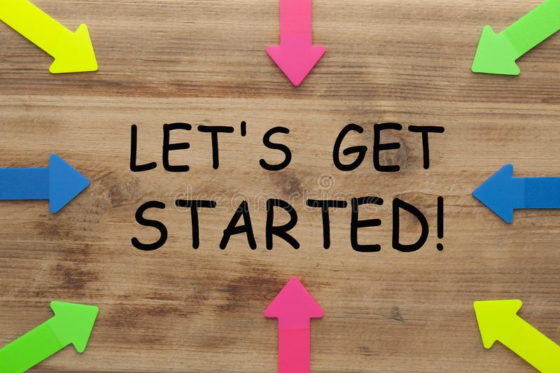 A picture saying 'lets get started'